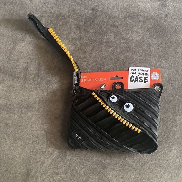 Zipit Grillz Black Pencil Case fits on 3 Ring Binder Folder NWT - Picture 5 of 5